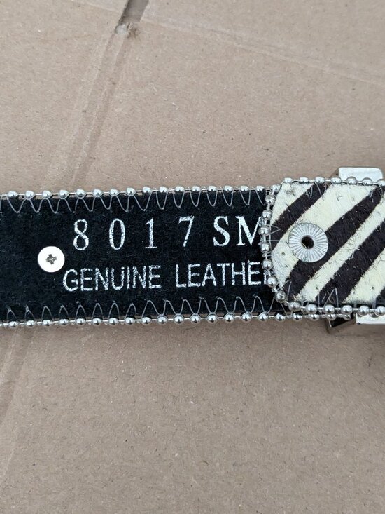 Beltiscool Cow Hair Western Rhinestone Ornaments Zebra Print Genuine Leather Bel main image 4